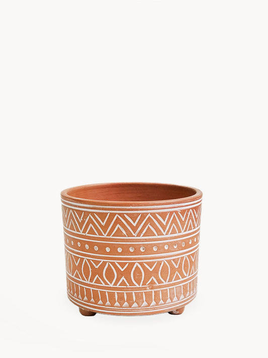 Hand Etched Terracotta Pot - Small - Tampa Home & Garden Store