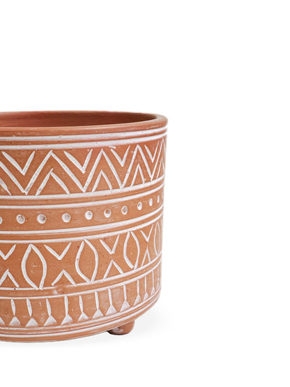 Hand Etched Terracotta Pot - Small - Tampa Home & Garden Store