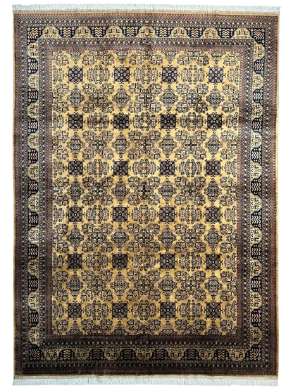 Hand-Knotted Afghan Bukhara Rug 8'4" x 11'10" - Wool, Geometric Patterns - Tampa Home & Garden Store