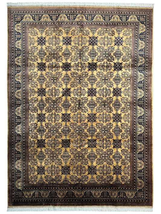 Hand-Knotted Afghan Bukhara Rug 8'4" x 11'10" - Wool, Geometric Patterns - Tampa Home & Garden Store