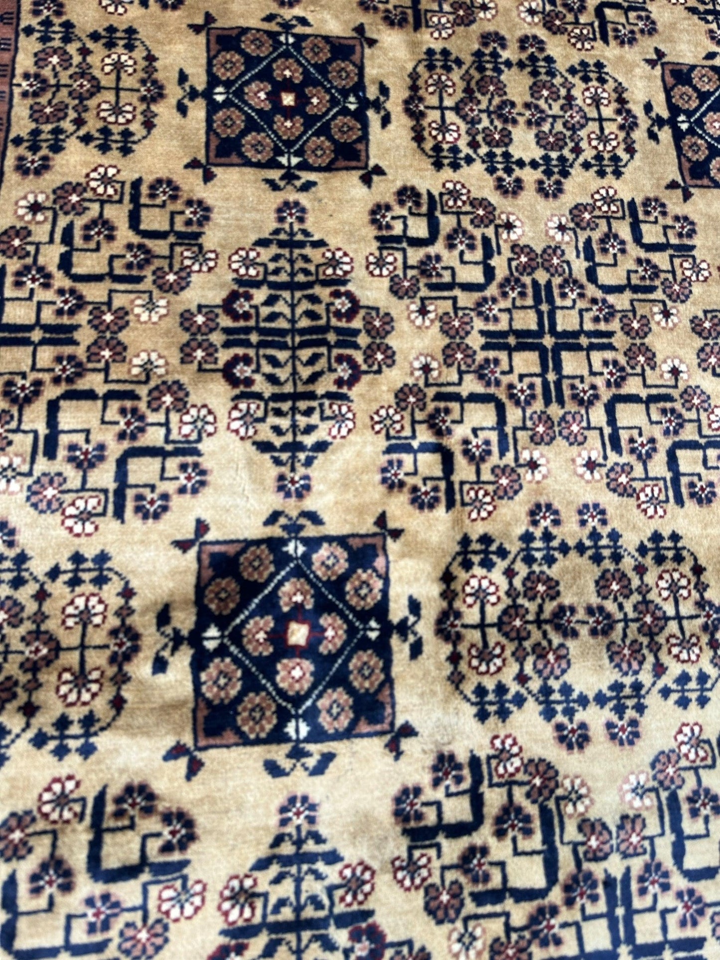 Hand-Knotted Afghan Bukhara Rug 8'4" x 11'10" - Wool, Geometric Patterns - Tampa Home & Garden Store