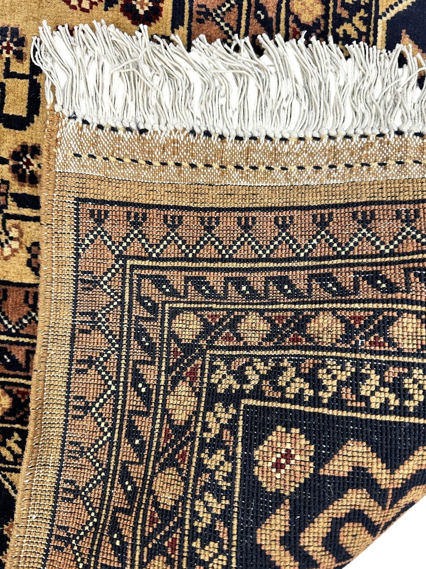 Hand-Knotted Afghan Bukhara Rug 8'4" x 11'10" - Wool, Geometric Patterns - Tampa Home & Garden Store