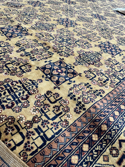 Hand-Knotted Afghan Bukhara Rug 8'4" x 11'10" - Wool, Geometric Patterns - Tampa Home & Garden Store