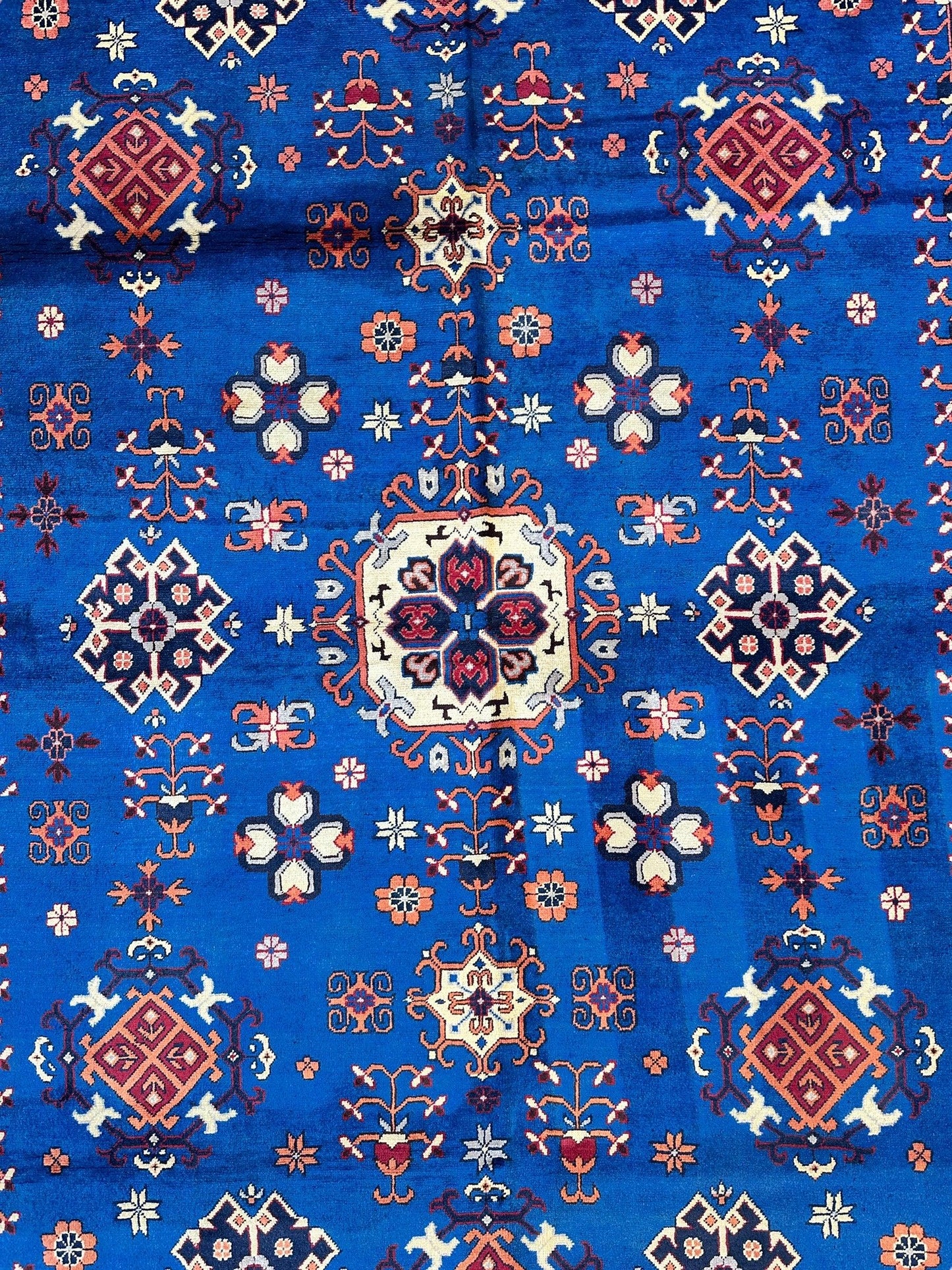 Hand-Knotted Afghan Kazak Rug – 6'6" x 9'7" – Vibrant Geometric Design in 100% Wool - Tampa Home & Garden Store
