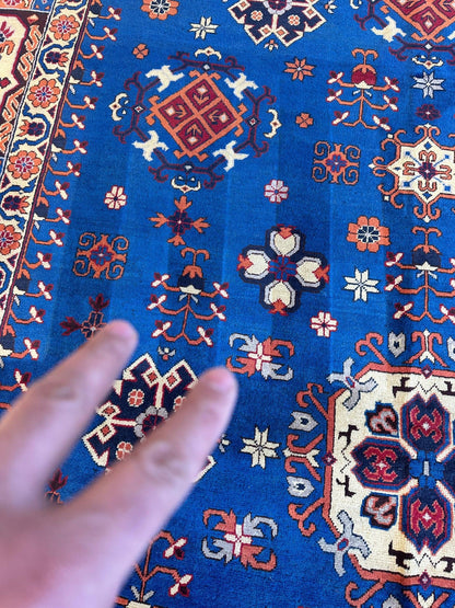 Hand-Knotted Afghan Kazak Rug – 6'6" x 9'7" – Vibrant Geometric Design in 100% Wool - Tampa Home & Garden Store