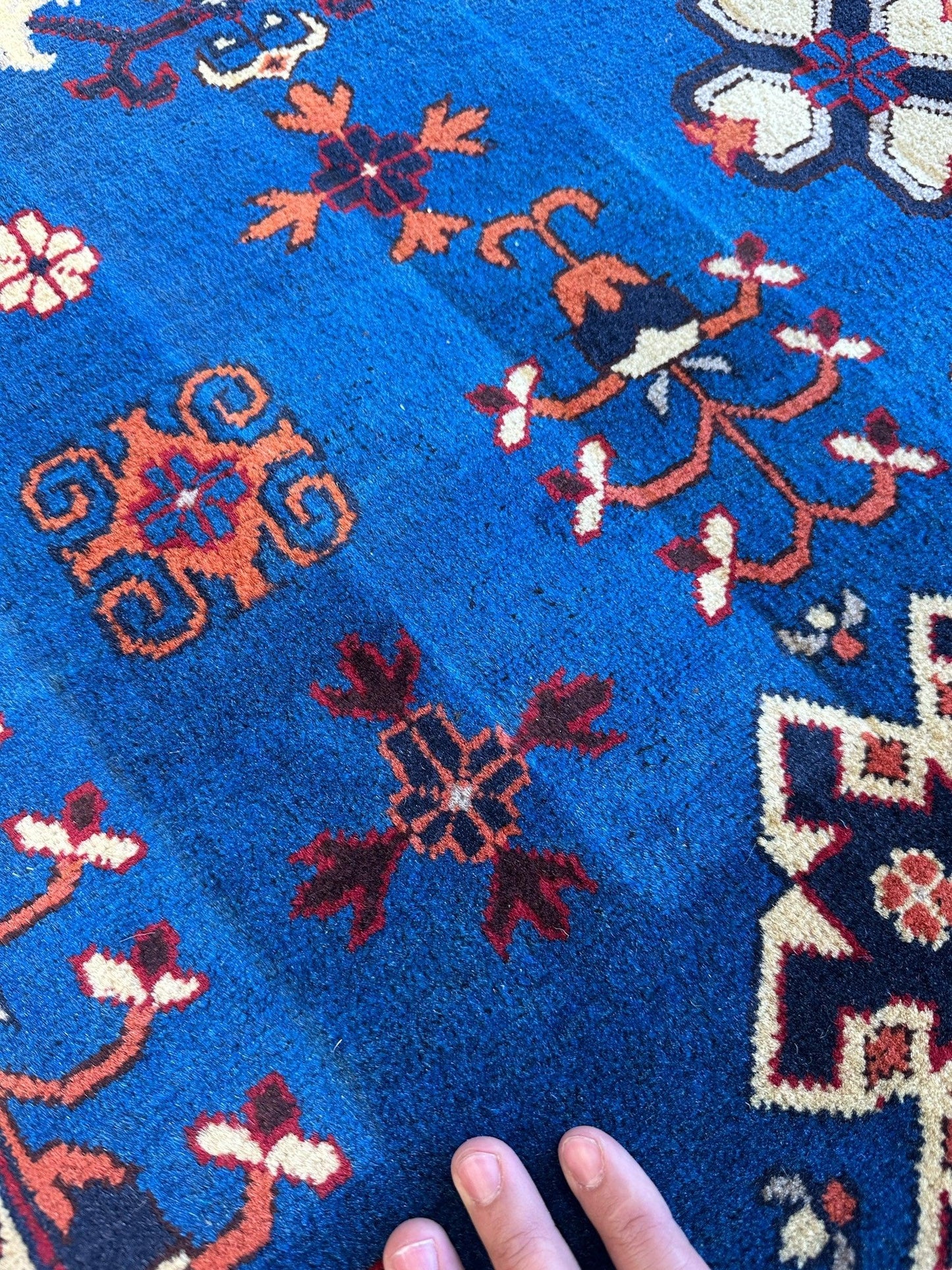 Hand-Knotted Afghan Kazak Rug – 6'6" x 9'7" – Vibrant Geometric Design in 100% Wool - Tampa Home & Garden Store