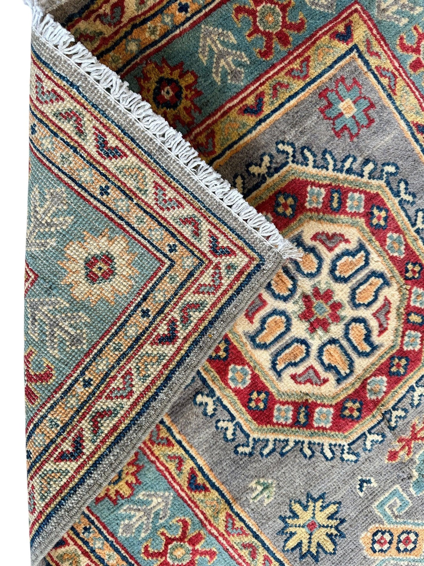 Hand-Knotted Afghan Kazak Wool Runner Rug – 2'7" x 12'3" – Traditional Geometric Design - Tampa Home & Garden Store