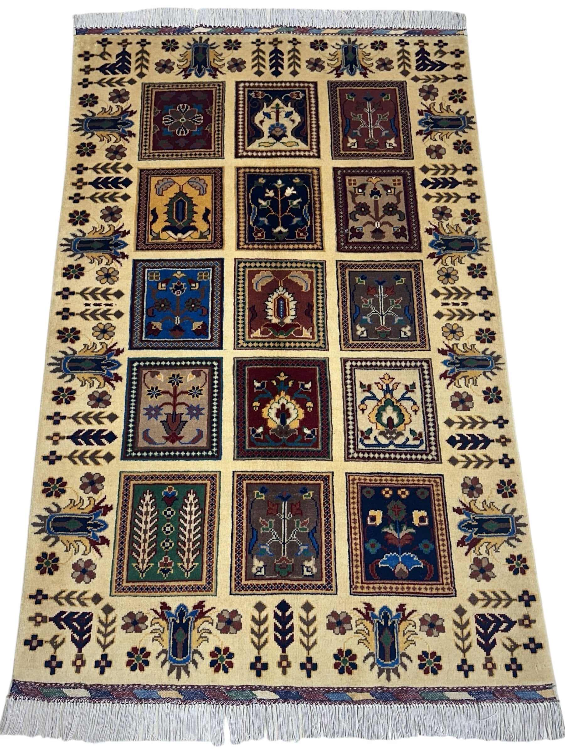 Hand-Knotted Afghani Bakhteiari Wool Rug – 3’5″  x  5’1″ - Tampa Home & Garden Store