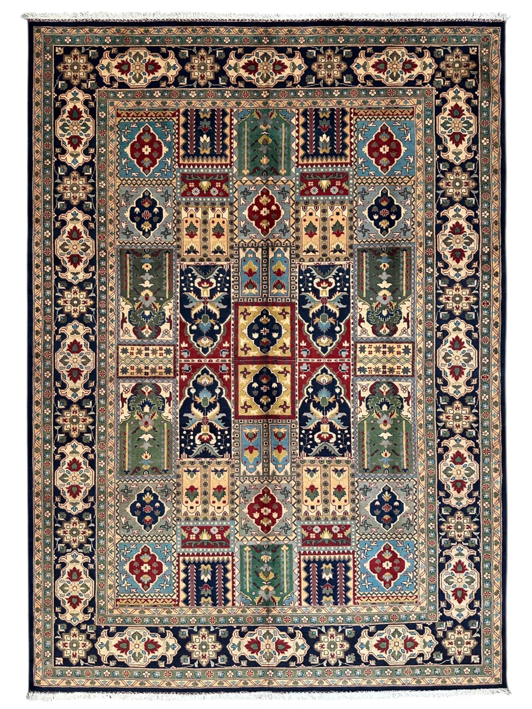 Hand-Knotted Afghani Bakhtiari Garden Rug | 6'9" x 9'10" Wool Area Rug - Tampa Home & Garden Store