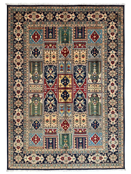 Hand-Knotted Afghani Bakhtiari Garden Rug | 6'9" x 9'10" Wool Area Rug - Tampa Home & Garden Store