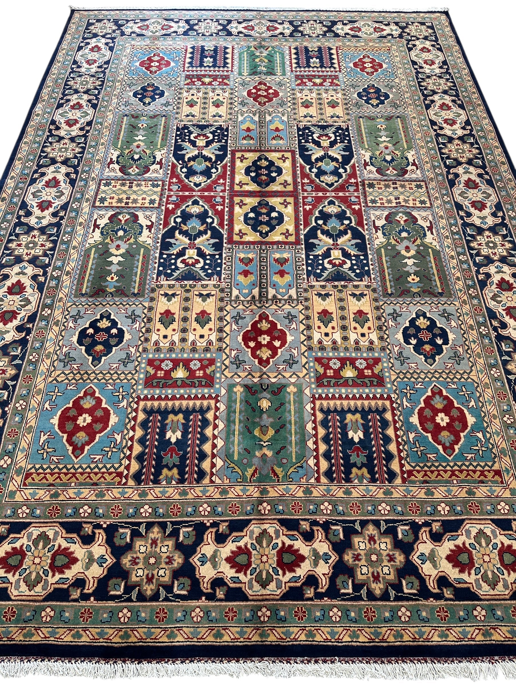 Hand-Knotted Afghani Bakhtiari Garden Rug | 6'9" x 9'10" Wool Area Rug - Tampa Home & Garden Store