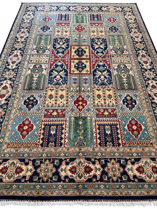 Hand-Knotted Afghani Bakhtiari Garden Rug | 6'9" x 9'10" Wool Area Rug - Tampa Home & Garden Store