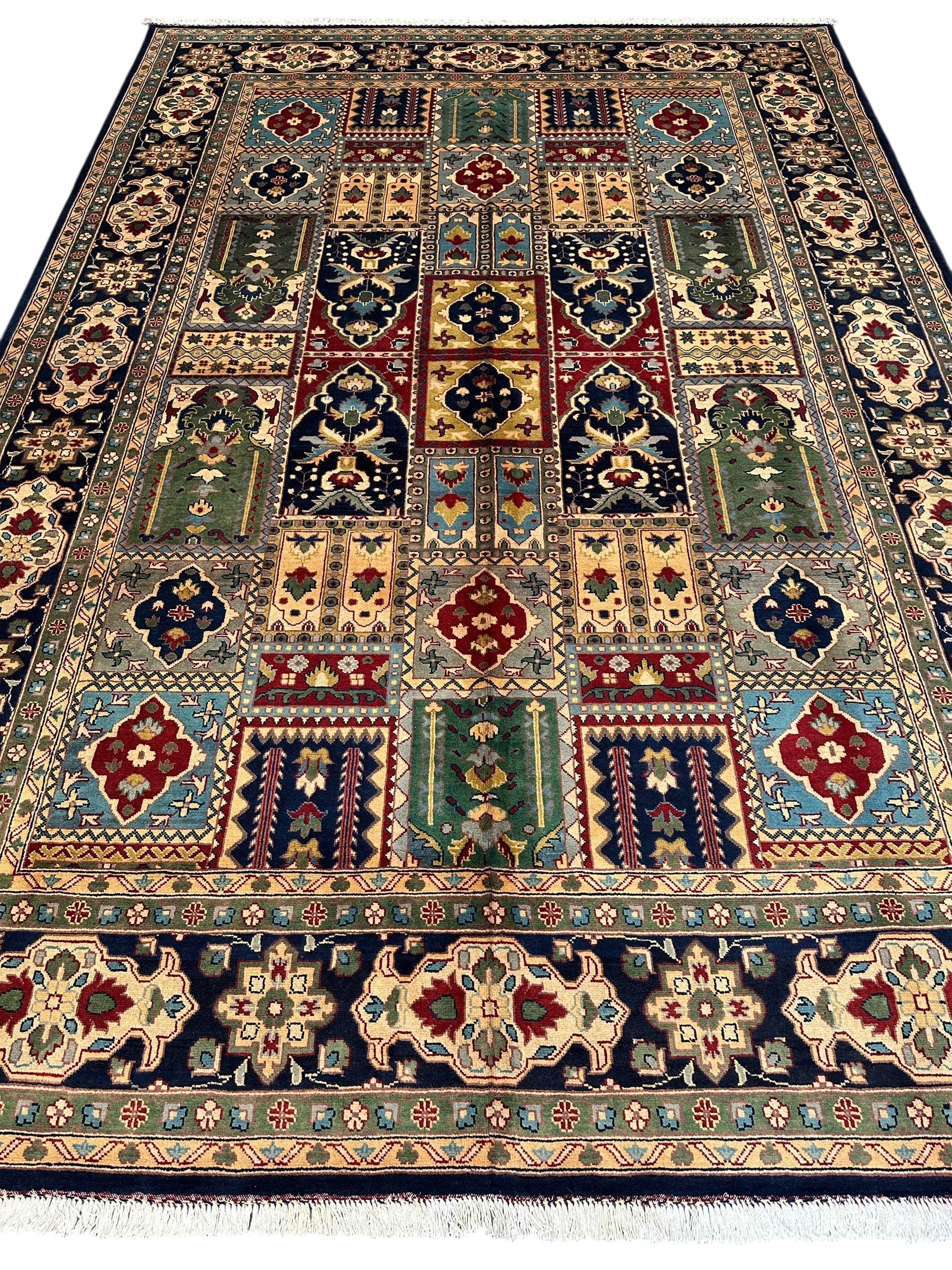 Hand-Knotted Afghani Bakhtiari Garden Rug | 6'9" x 9'10" Wool Area Rug - Tampa Home & Garden Store