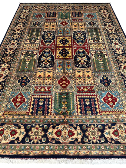 Hand-Knotted Afghani Bakhtiari Garden Rug | 6'9" x 9'10" Wool Area Rug - Tampa Home & Garden Store
