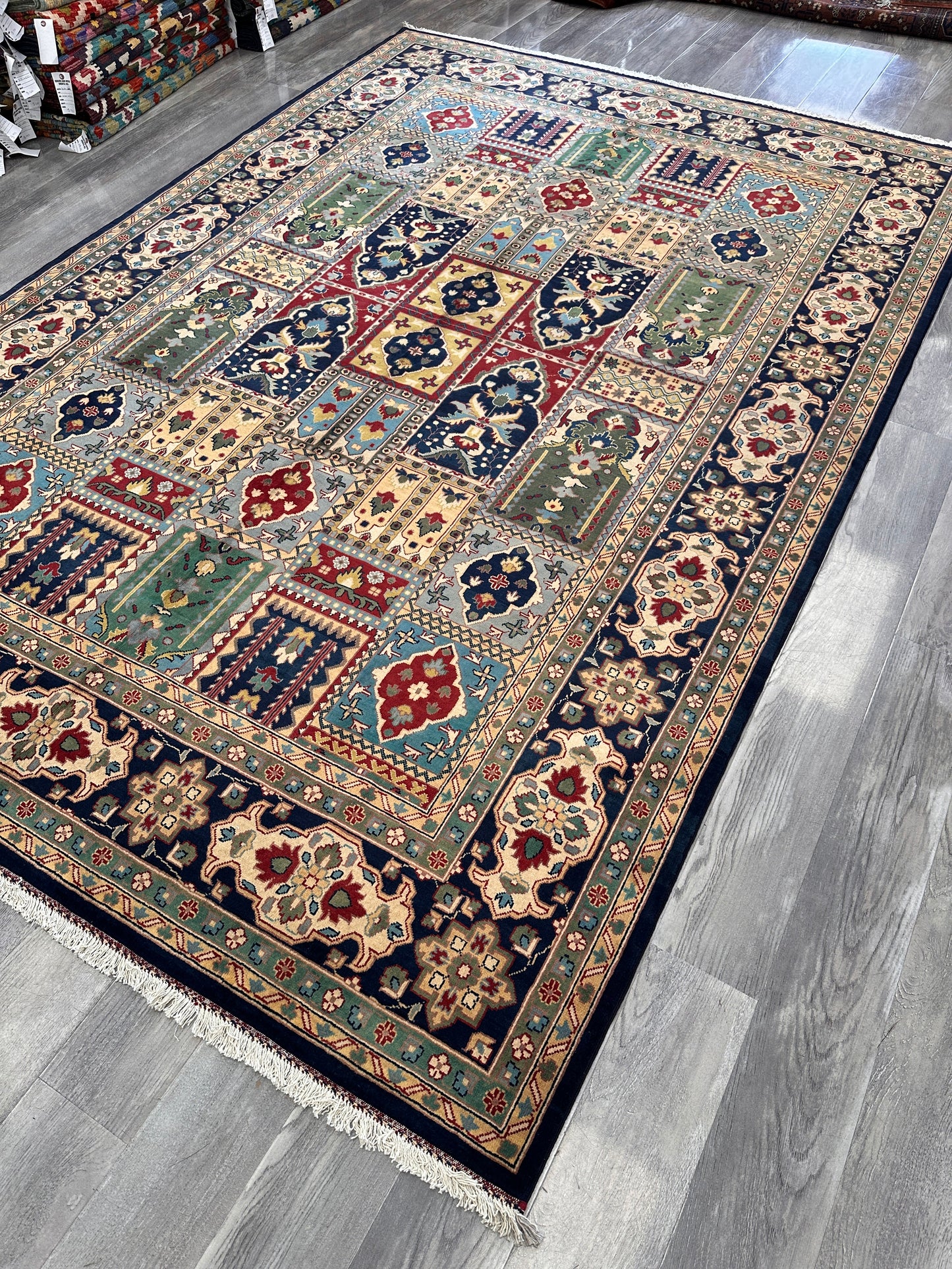 Hand-Knotted Afghani Bakhtiari Garden Rug | 6'9" x 9'10" Wool Area Rug - Tampa Home & Garden Store