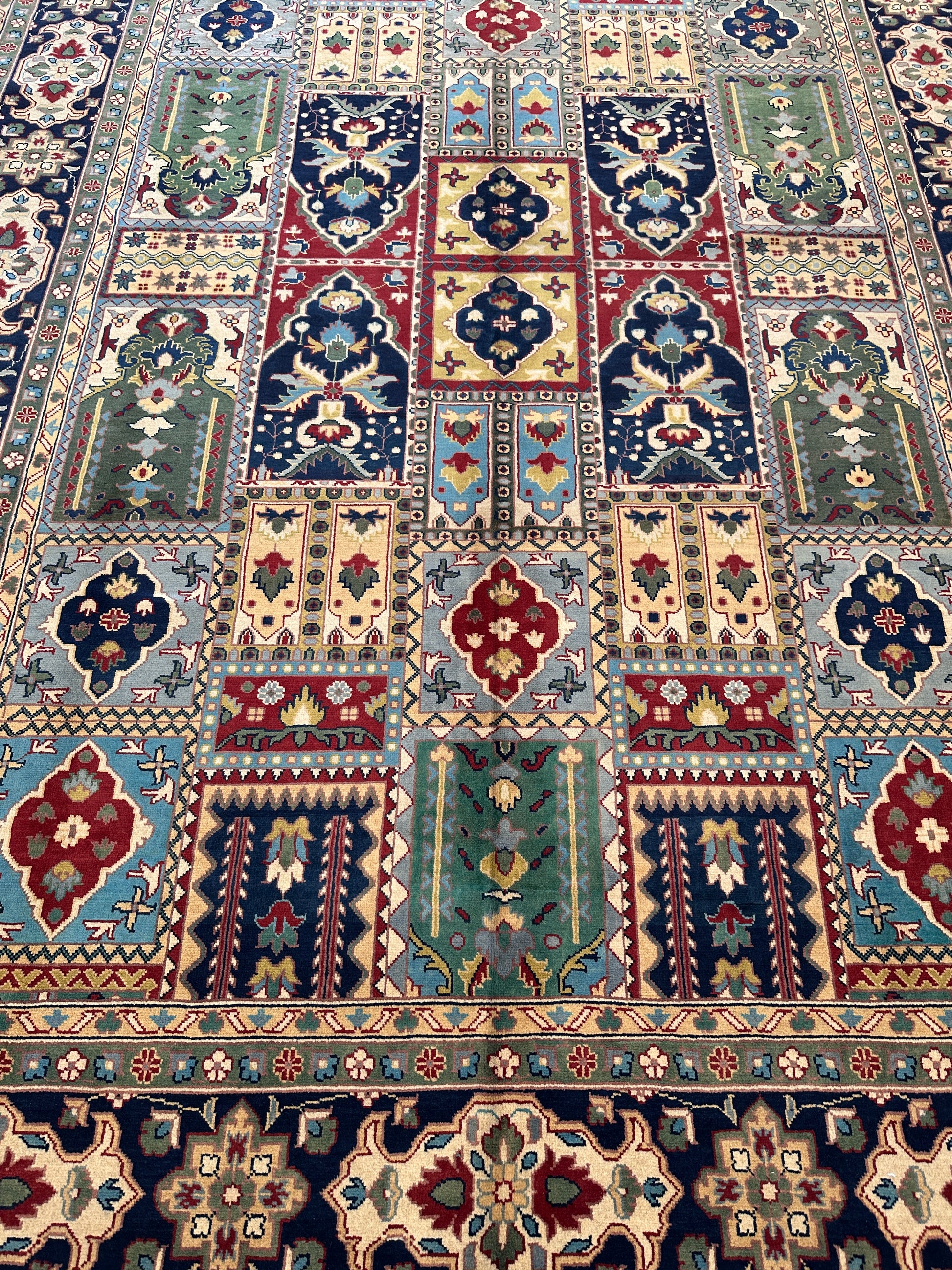 Hand-Knotted Afghani Bakhtiari Garden Rug | 6'9" x 9'10" Wool Area Rug - Tampa Home & Garden Store