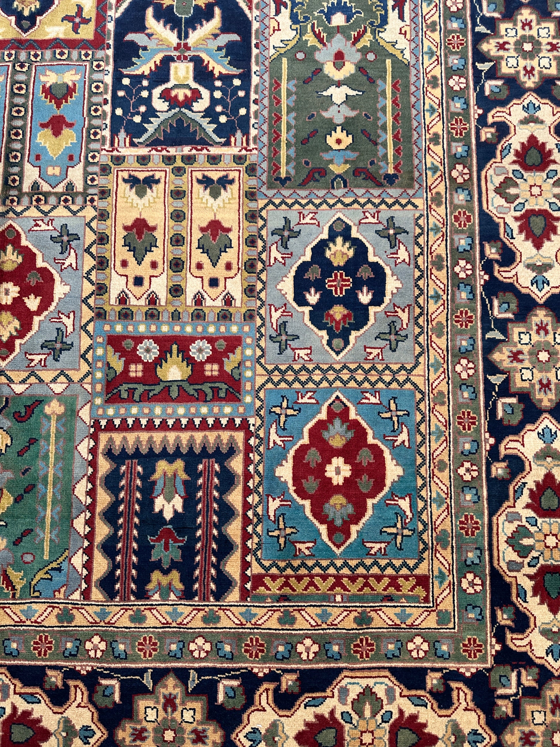 Hand-Knotted Afghani Bakhtiari Garden Rug | 6'9" x 9'10" Wool Area Rug - Tampa Home & Garden Store