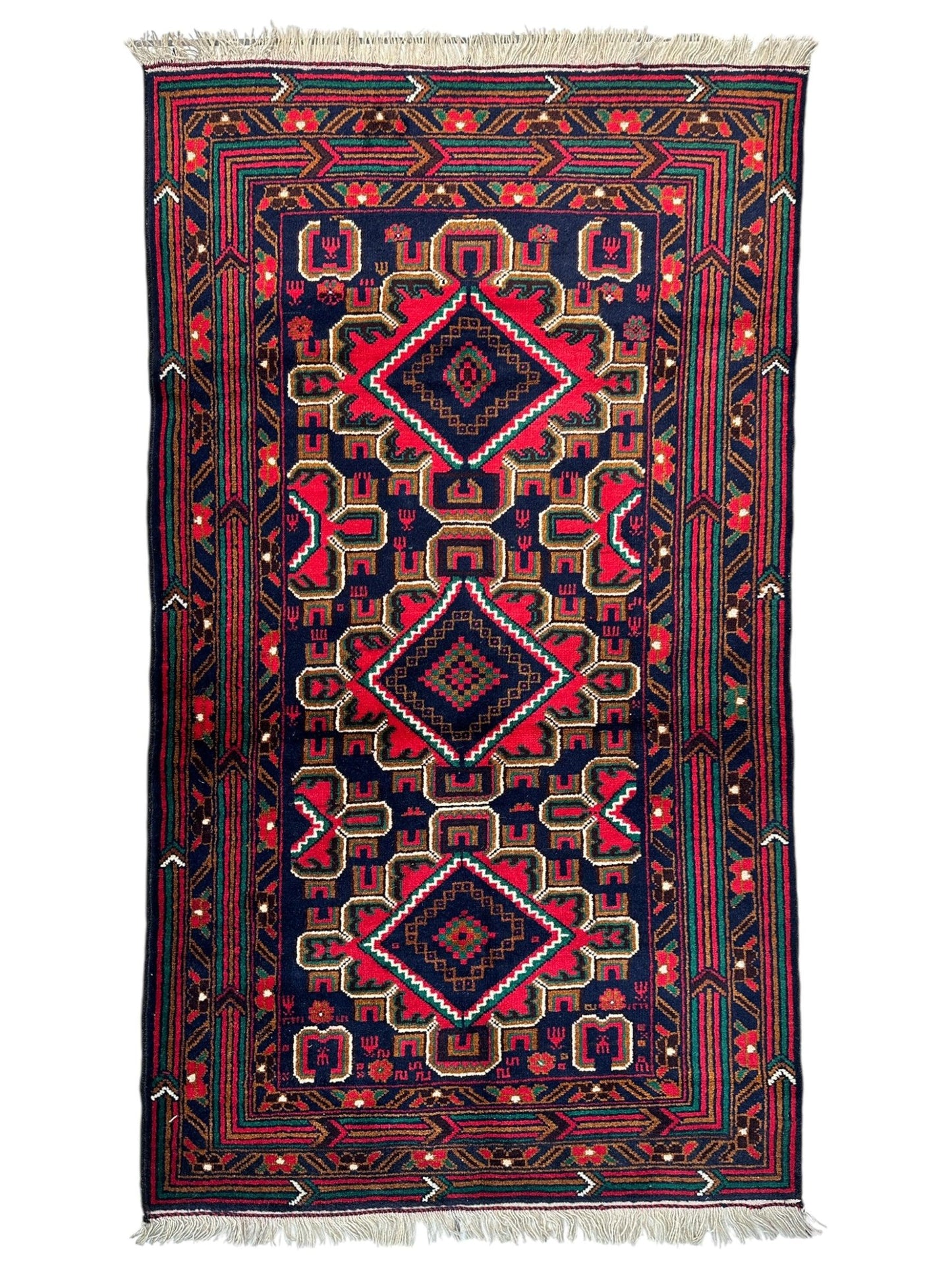 Hand-Knotted Afghani Baluch Wool Rug - 2'10" x 5' - Tampa Home & Garden Store