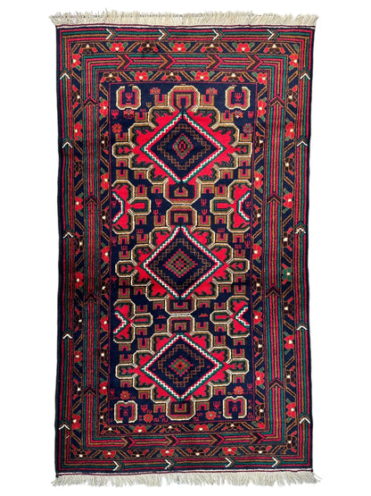 Hand-Knotted Afghani Baluch Wool Rug - 2'10" x 5' - Tampa Home & Garden Store