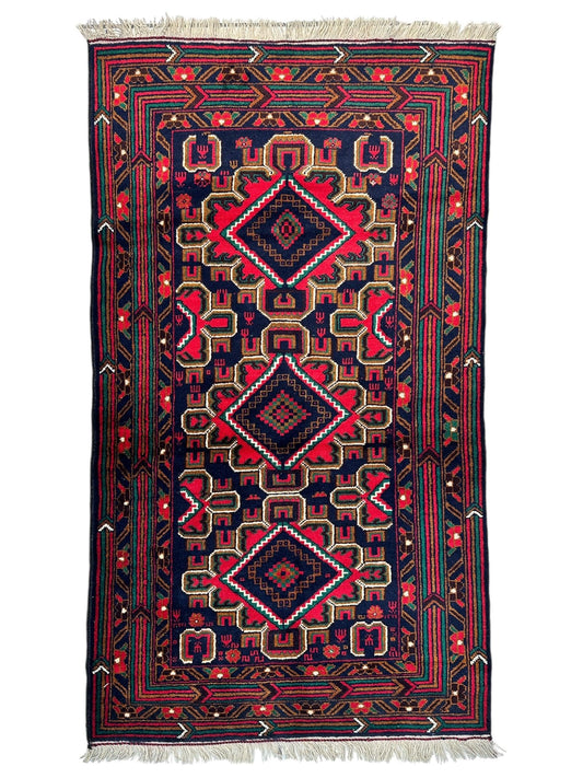 Hand-Knotted Afghani Baluch Wool Rug - 2'10" x 5' - Tampa Home & Garden Store