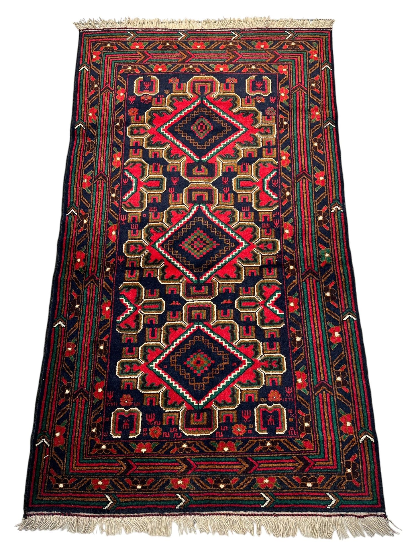 Hand-Knotted Afghani Baluch Wool Rug - 2'10" x 5' - Tampa Home & Garden Store
