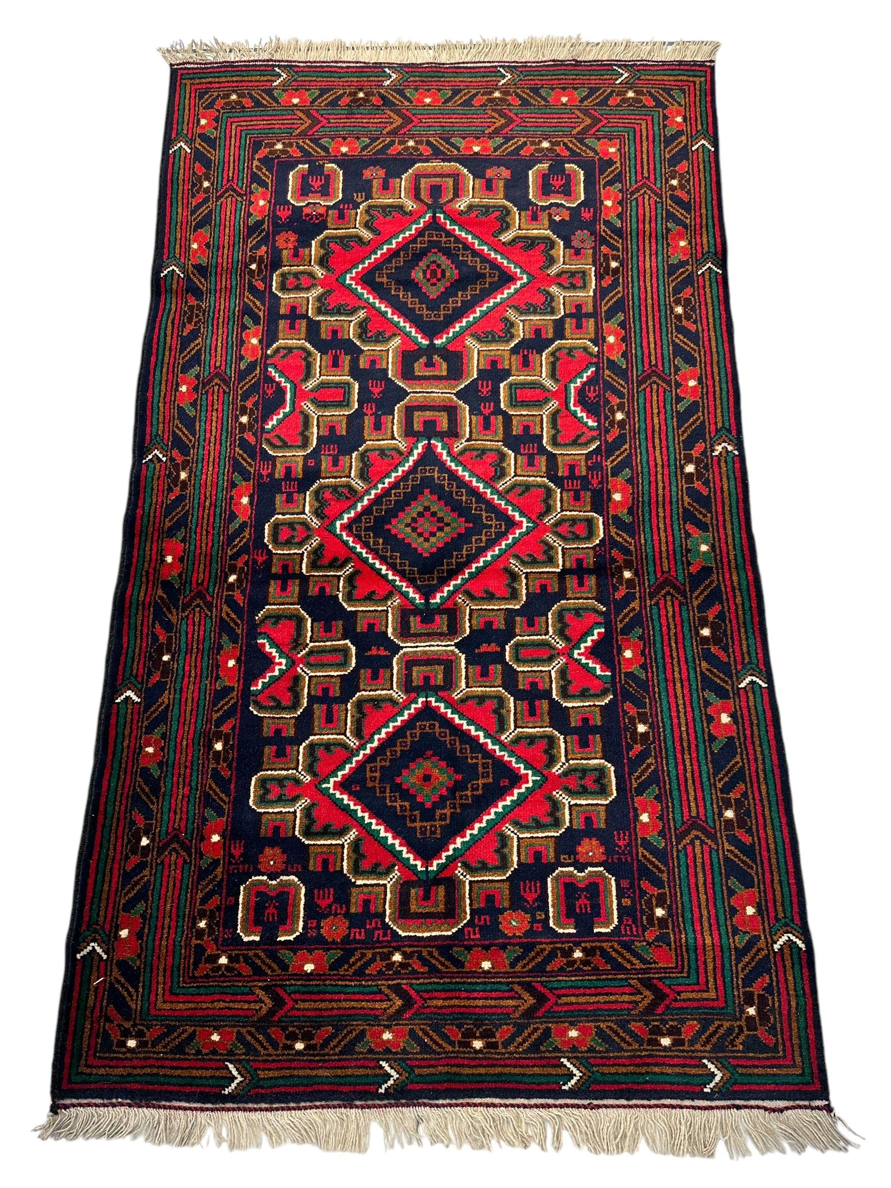 Hand-Knotted Afghani Baluch Wool Rug - 2'10" x 5' - Tampa Home & Garden Store