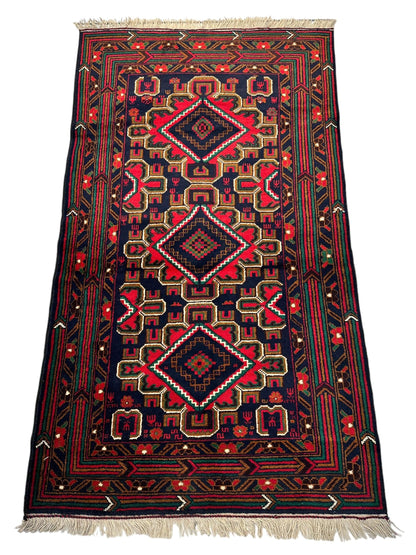 Hand-Knotted Afghani Baluch Wool Rug - 2'10" x 5' - Tampa Home & Garden Store