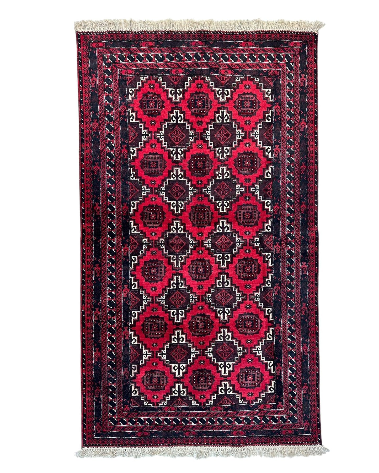 Hand-Knotted Afghani Baluch Wool Rug - 3’1” x 6’9” - Tampa Home & Garden Store