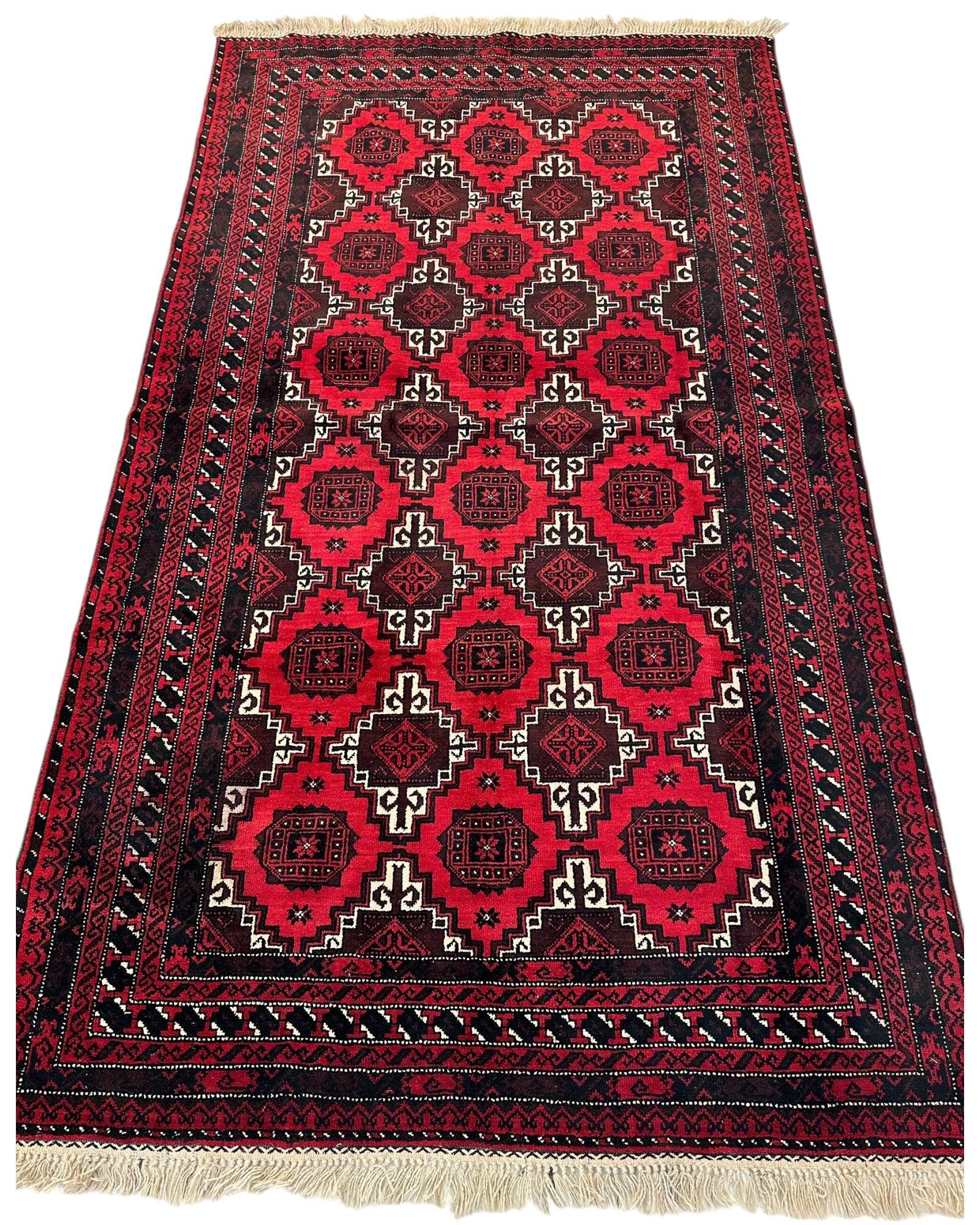 Hand-Knotted Afghani Baluch Wool Rug - 3’1” x 6’9” - Tampa Home & Garden Store