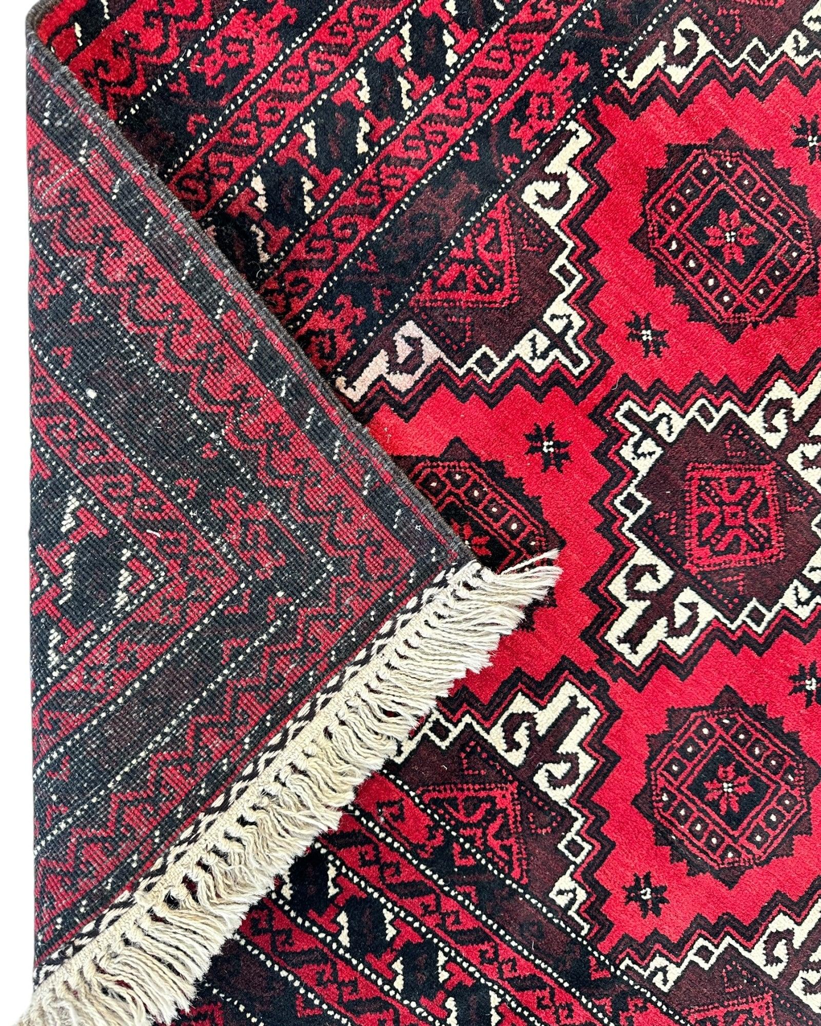 Hand-Knotted Afghani Baluch Wool Rug - 3’1” x 6’9” - Tampa Home & Garden Store