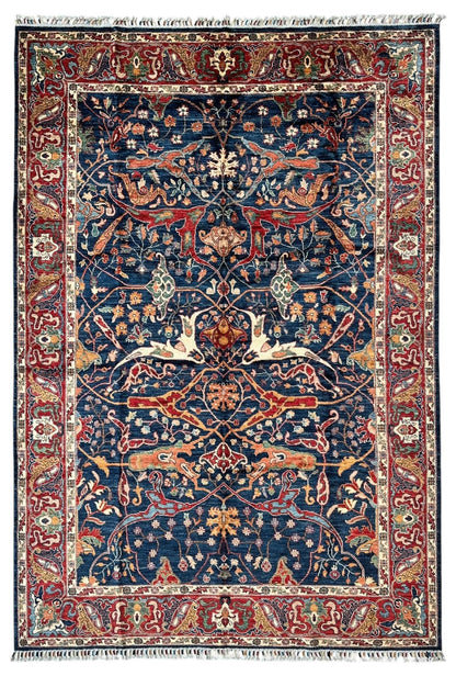 Hand-Knotted Afghani Bidjar Ghazni Wool Rug – 6'7" x 9'10" – Elegant Floral Design - Tampa Home & Garden Store