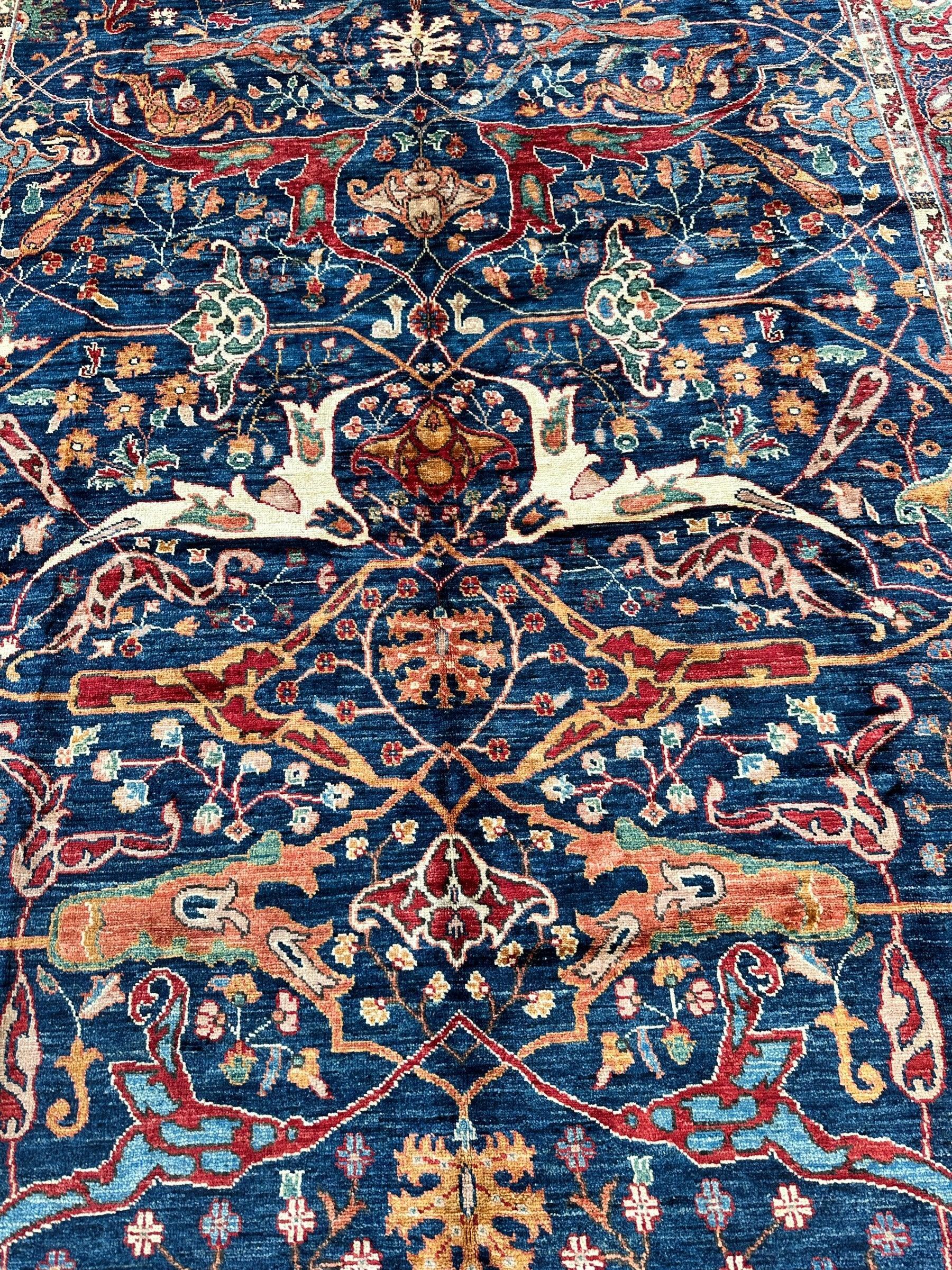 Hand-Knotted Afghani Bidjar Ghazni Wool Rug – 6'7" x 9'10" – Elegant Floral Design - Tampa Home & Garden Store