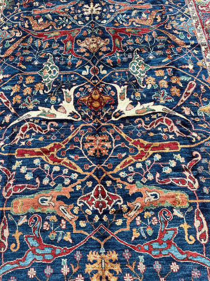 Hand-Knotted Afghani Bidjar Ghazni Wool Rug – 6'7" x 9'10" – Elegant Floral Design - Tampa Home & Garden Store