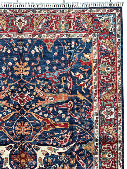 Hand-Knotted Afghani Bidjar Ghazni Wool Rug – 6'7" x 9'10" – Elegant Floral Design - Tampa Home & Garden Store