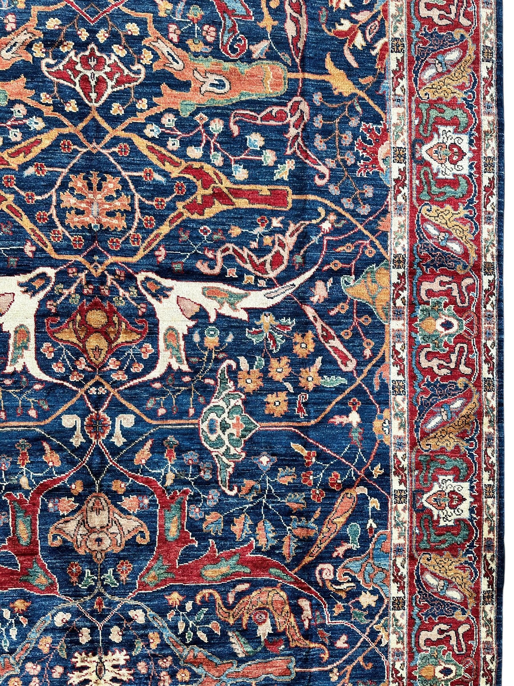 Hand-Knotted Afghani Bidjar Ghazni Wool Rug – 6'7" x 9'10" – Elegant Floral Design - Tampa Home & Garden Store