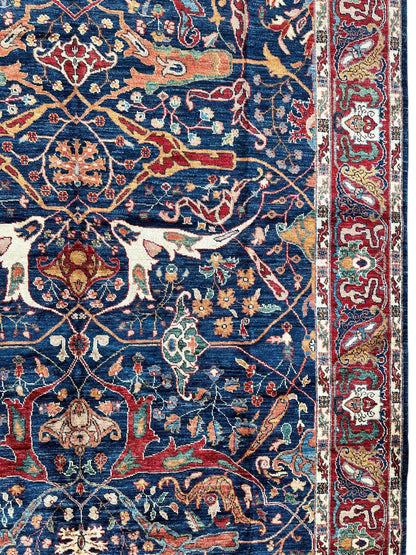 Hand-Knotted Afghani Bidjar Ghazni Wool Rug – 6'7" x 9'10" – Elegant Floral Design - Tampa Home & Garden Store