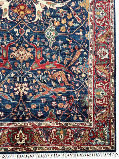 Hand-Knotted Afghani Bidjar Ghazni Wool Rug – 6'7" x 9'10" – Elegant Floral Design - Tampa Home & Garden Store