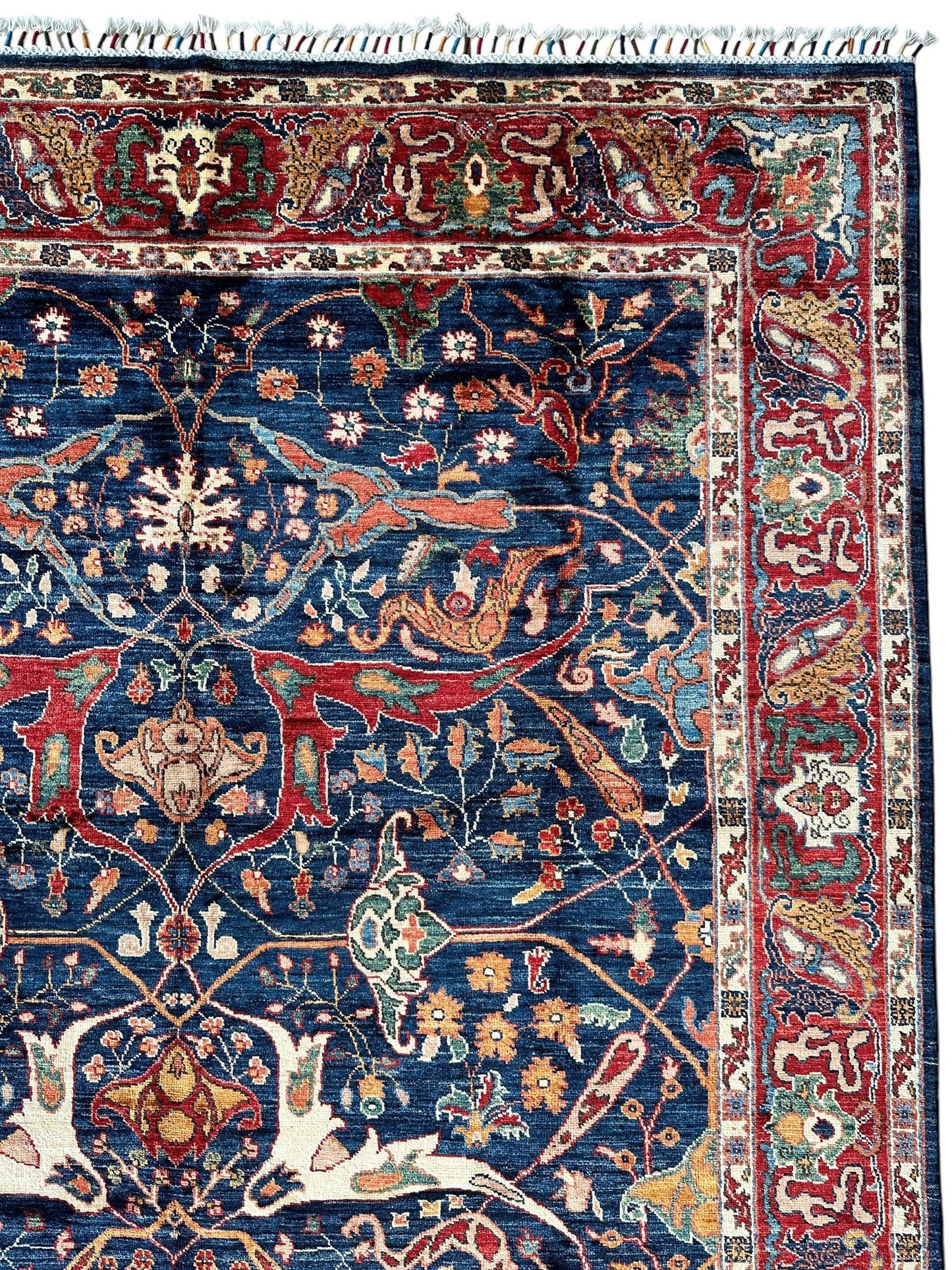 Hand-Knotted Afghani Bidjar Ghazni Wool Rug – 6'7" x 9'10" – Elegant Floral Design - Tampa Home & Garden Store