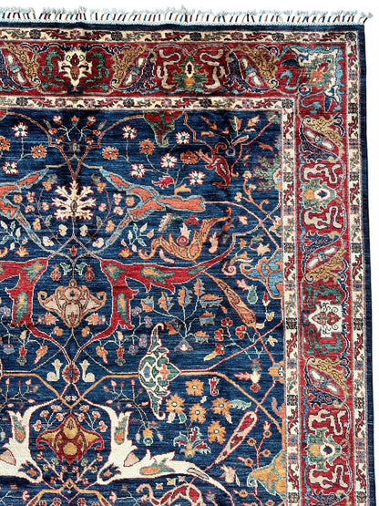 Hand-Knotted Afghani Bidjar Ghazni Wool Rug – 6'7" x 9'10" – Elegant Floral Design - Tampa Home & Garden Store