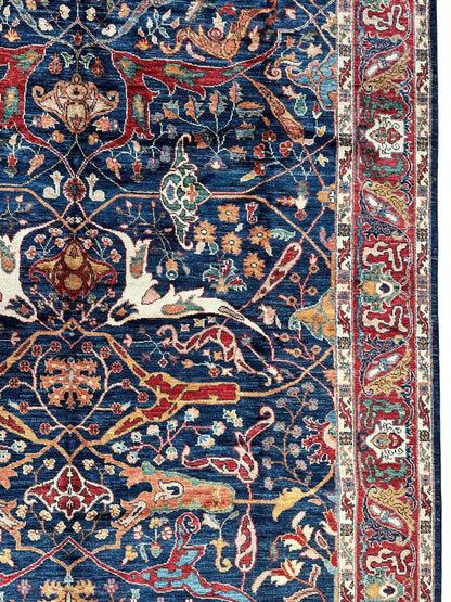 Hand-Knotted Afghani Bidjar Ghazni Wool Rug – 6'7" x 9'10" – Elegant Floral Design - Tampa Home & Garden Store