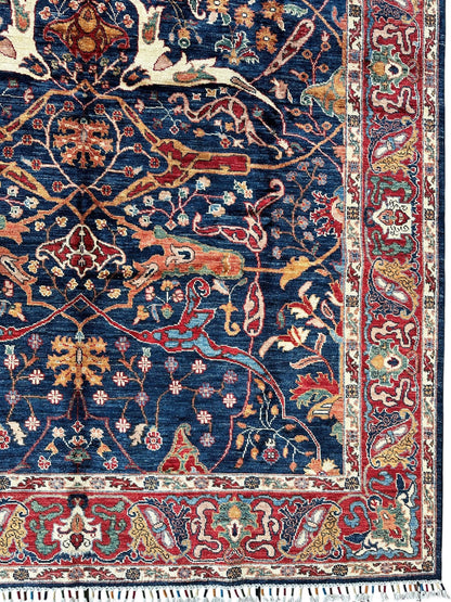 Hand-Knotted Afghani Bidjar Ghazni Wool Rug – 6'7" x 9'10" – Elegant Floral Design - Tampa Home & Garden Store