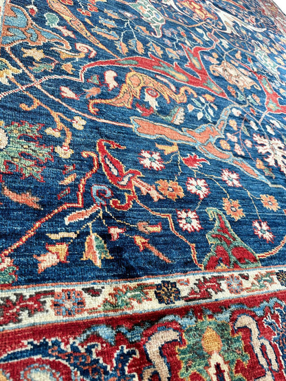 Hand-Knotted Afghani Bidjar Ghazni Wool Rug – 6'7" x 9'10" – Elegant Floral Design - Tampa Home & Garden Store