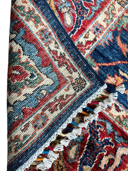 Hand-Knotted Afghani Bidjar Ghazni Wool Rug – 6'7" x 9'10" – Elegant Floral Design - Tampa Home & Garden Store