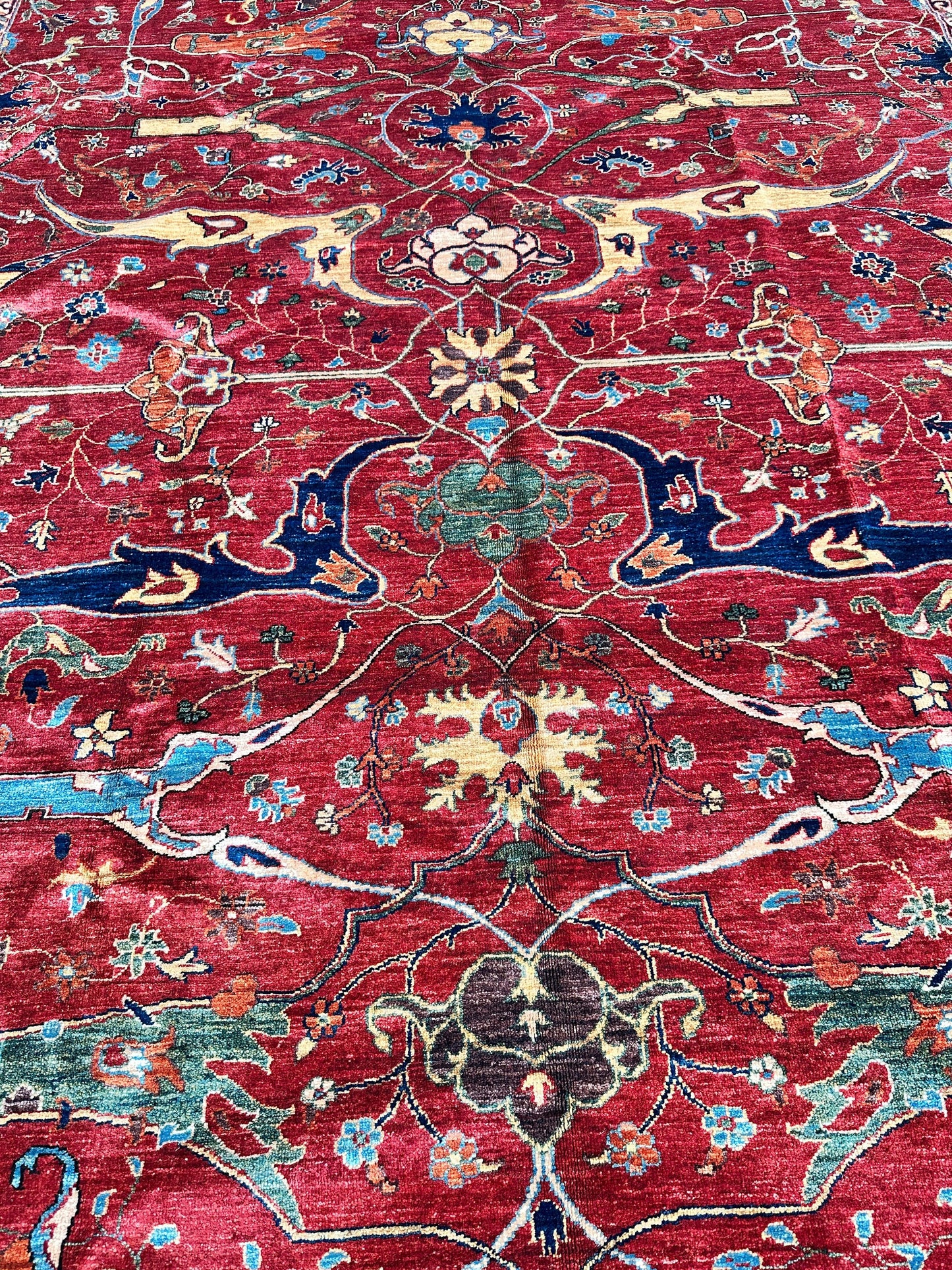 Hand-Knotted Afghani Bidjar Wool Rug – 9’x12’6” – Intricate Geometric & Floral Motifs - Tampa Home & Garden Store