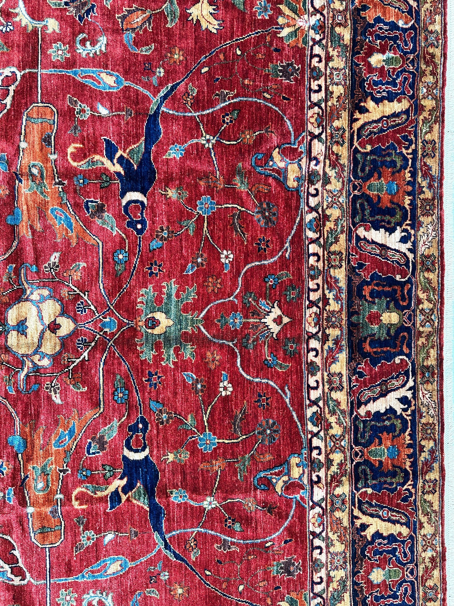 Hand-Knotted Afghani Bidjar Wool Rug – 9’x12’6” – Intricate Geometric & Floral Motifs - Tampa Home & Garden Store