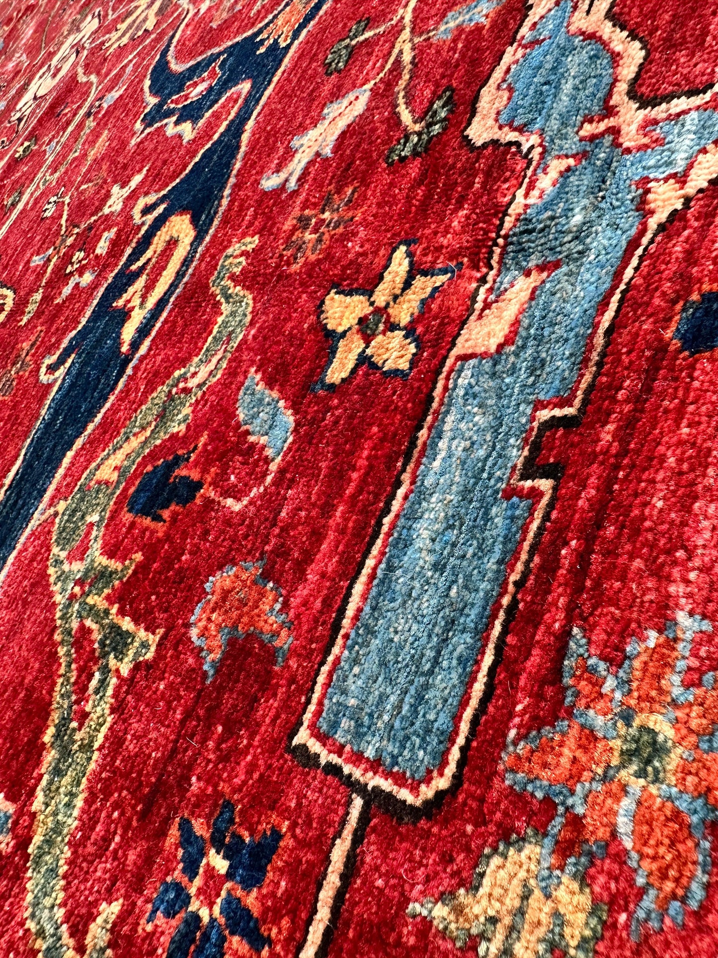Hand-Knotted Afghani Bidjar Wool Rug – 9’x12’6” – Intricate Geometric & Floral Motifs - Tampa Home & Garden Store
