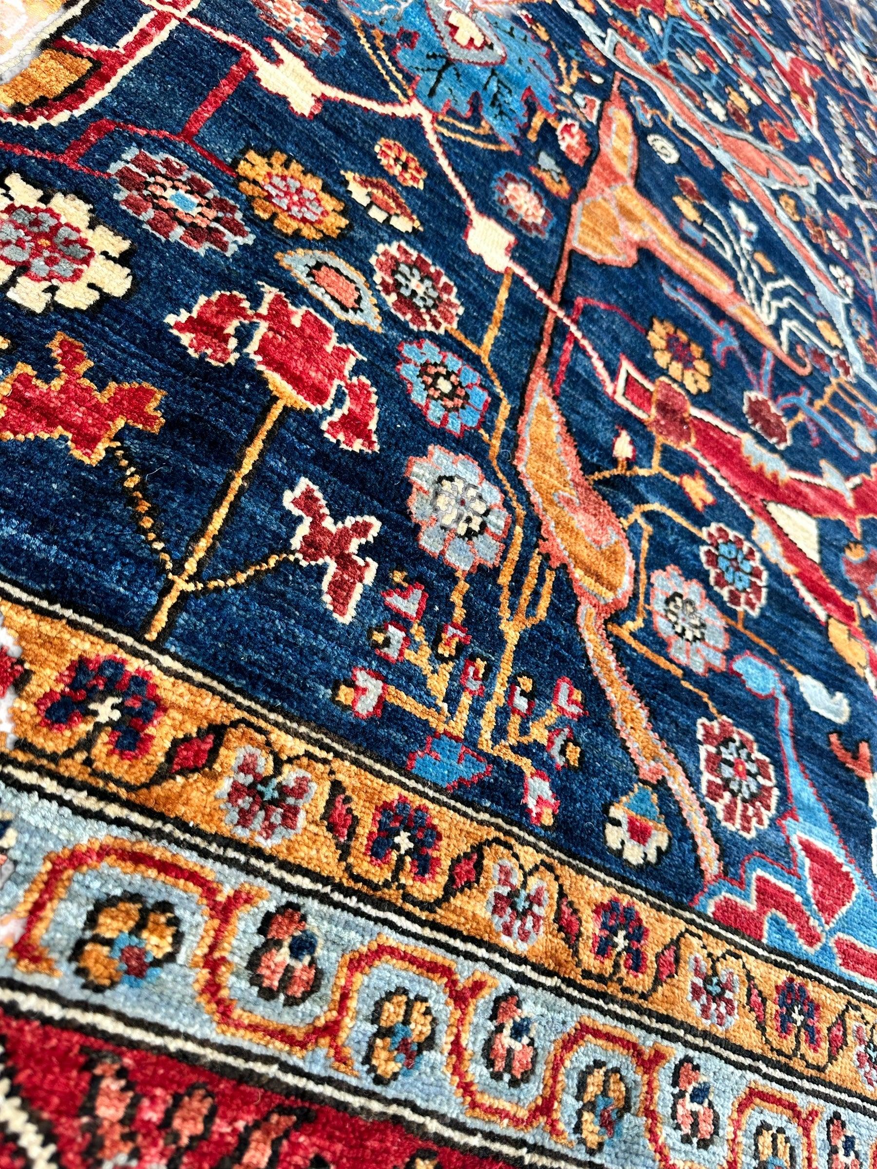 Hand-Knotted Afghani Bidjar Wool Rug – 9’x12’ – Intricate Geometric & Floral Motifs - Tampa Home & Garden Store