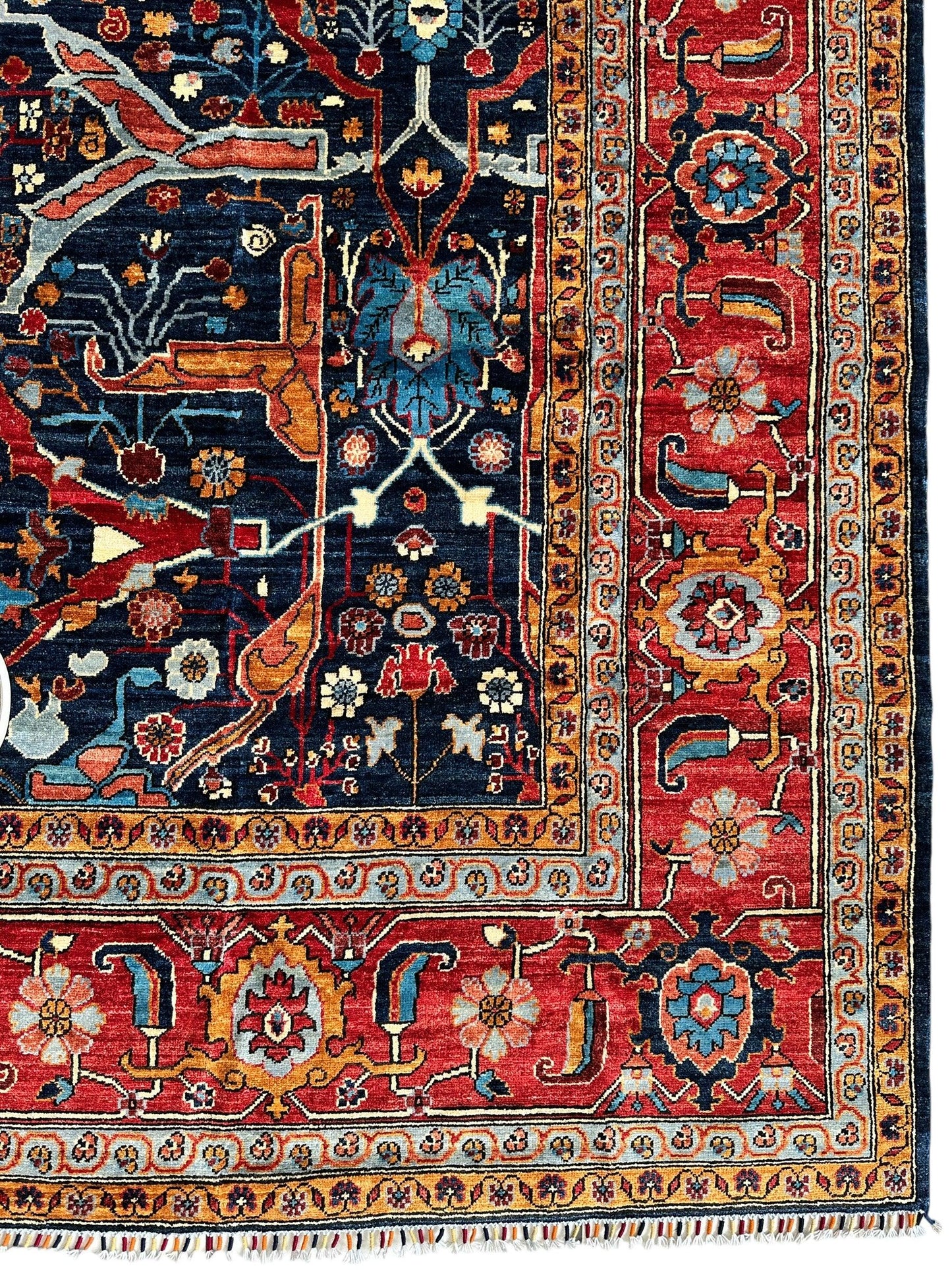 Hand-Knotted Afghani Bidjar Wool Rug – 9’x12’ – Intricate Geometric & Floral Motifs - Tampa Home & Garden Store