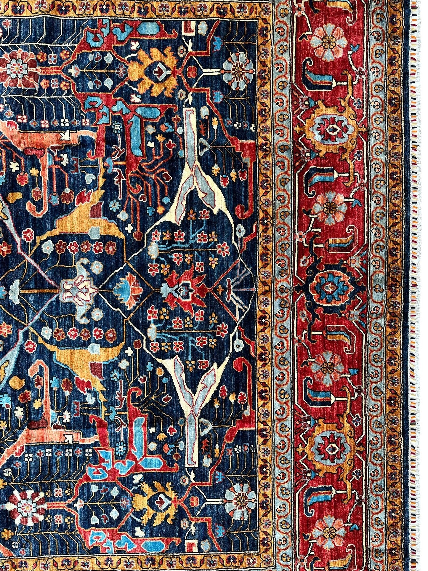 Hand-Knotted Afghani Bidjar Wool Rug – 9’x12’ – Intricate Geometric & Floral Motifs - Tampa Home & Garden Store