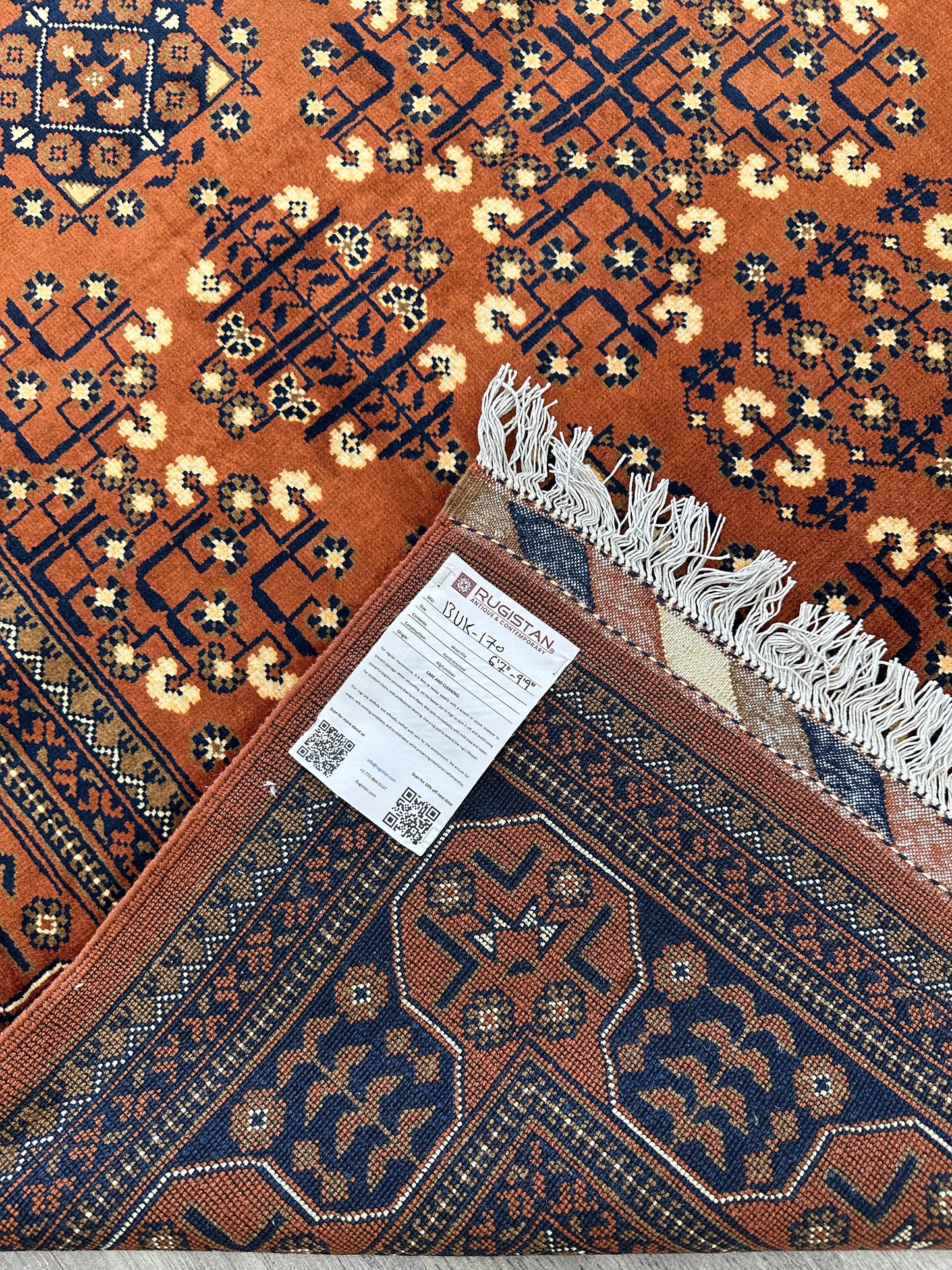 Hand-Knotted Afghani Bukharayi Rug | 6'7" x 10' Wool Area Carpet – Traditional Geometric Design - Tampa Home & Garden Store